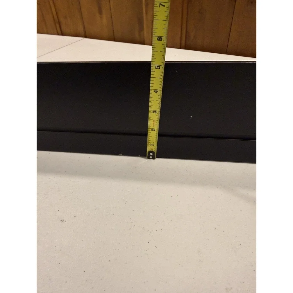 Wood Wall Shelf Black W/ Pegs (5) Plate Groove Distress Painted Finish 24